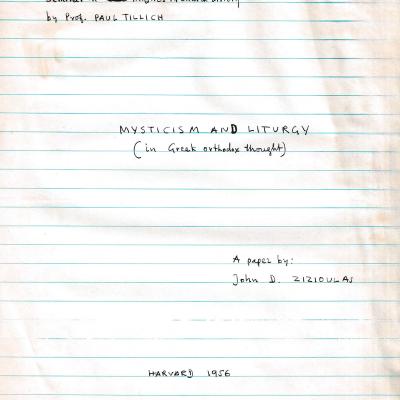 Cover Page from Mysticism and Liturgy, 1956